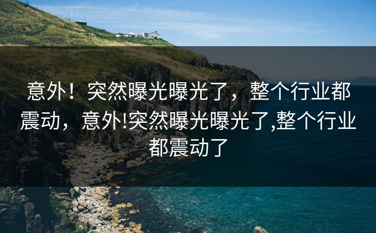 意外！突然曝光曝光了，整个行业都震动，意外!突然曝光曝光了,整个行业都震动了