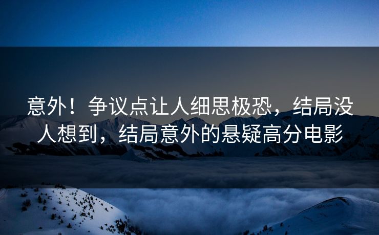意外！争议点让人细思极恐，结局没人想到，结局意外的悬疑高分电影
