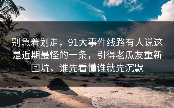 别急着划走，91大事件线路有人说这是近期最怪的一条，引得老瓜友重新回坑，谁先看懂谁就先沉默